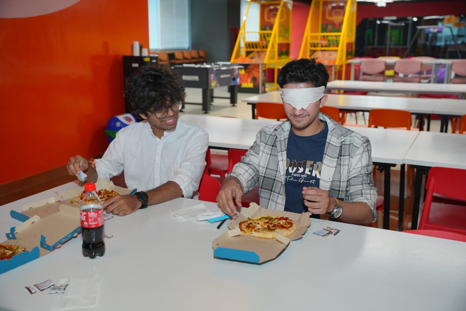 lunch, blindfolded